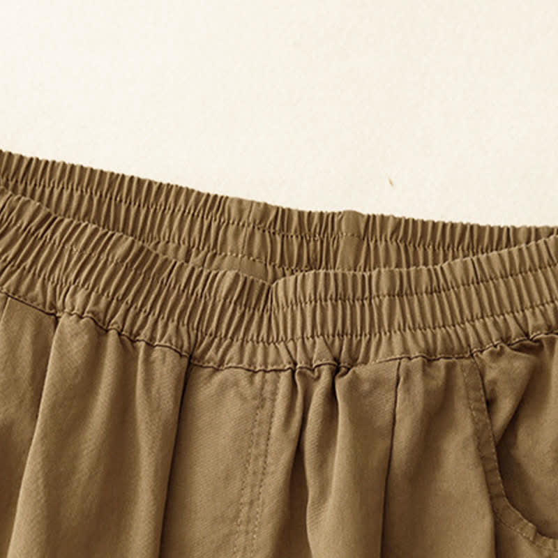 Buddha Stones Summer Cotton Elastic Waist Women's Half Pants With Pockets - image 2
