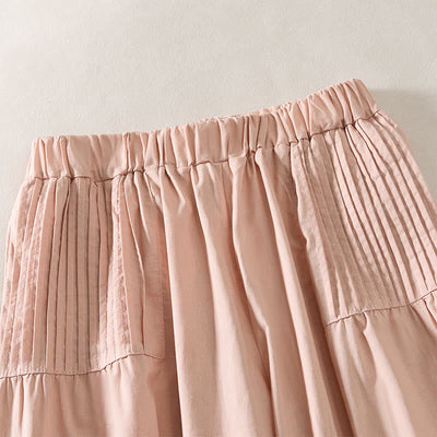 Buddha Stones Summer Pleated Design Elastic Waistband Cropped Women's Wide Leg Pants With Pockets - image 2