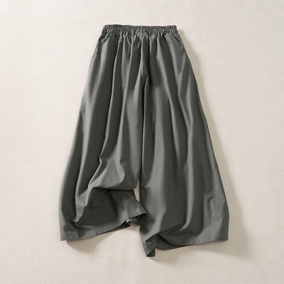 Buddha Stones Summer Pleated Design Elastic Waistband Cropped Women's Wide Leg Pants With Pockets - image 8