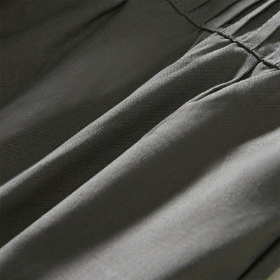 Buddha Stones Summer Pleated Design Elastic Waistband Cropped Women's Wide Leg Pants With Pockets - image 12