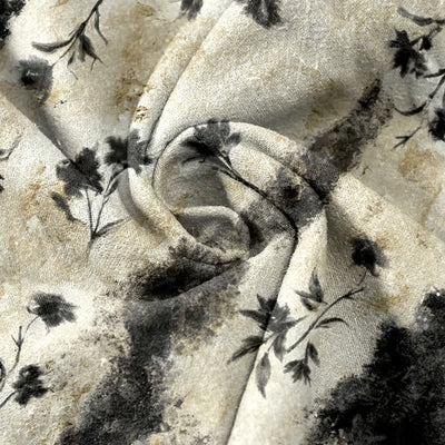 Buddha Stones Ink Wash Painting Floral Elastic Drawstring Women's Pure Cotton Pants With Pockets - image 2