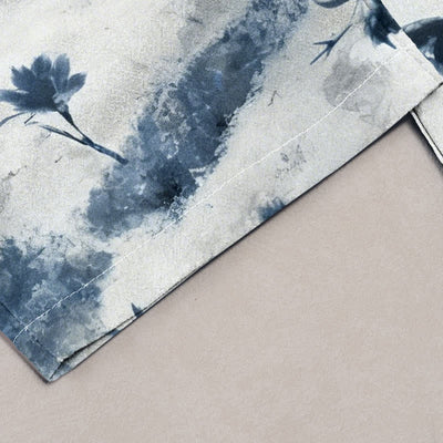 Buddha Stones Ink Wash Painting Floral Elastic Drawstring Women's Pure Cotton Pants With Pockets - image 4