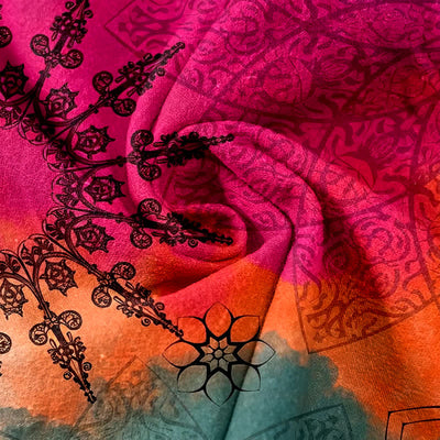 Buddha Stones Cotton Print Gradient Mandala Elastic Waist Women's Pants With Pockets - image 5