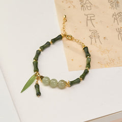 Buddha Stones Bamboo Bufferfly Peridot Hetian Jade Bead Peace Bracelet - Peridot(Wrist Circumference 15-18cm) - image 0