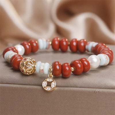 Buddha Stones Red Jasper Shoushan Stone Abacus Beads Protection Bracelet - image 5