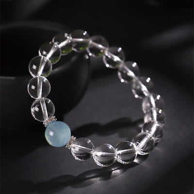 Buddha Stones Clear Quartz Aquamarine Healing Bracelet - image 3