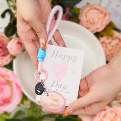 Buddha Stones Thank You Gifts Natural Rose Quartz Crystal Healing Key Chain Hanging Decoration - Rose Quartz(Loving energy♥Compassion) - image 0