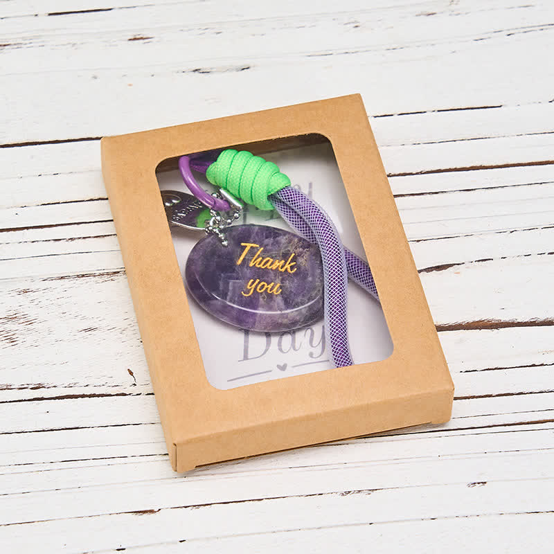 Buddha Stones Thank You Gifts Natural Amethyst Positive Key Chain Hanging Decoration - image 4