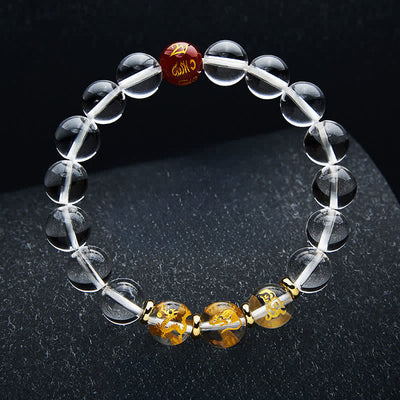 Buddha Stones Clear Quartz Chinese Zodiac Healing Bracelet - Rat Dragon Monkey - 10mm Beads(Wrist Circumference:16–17 cm) - image 19