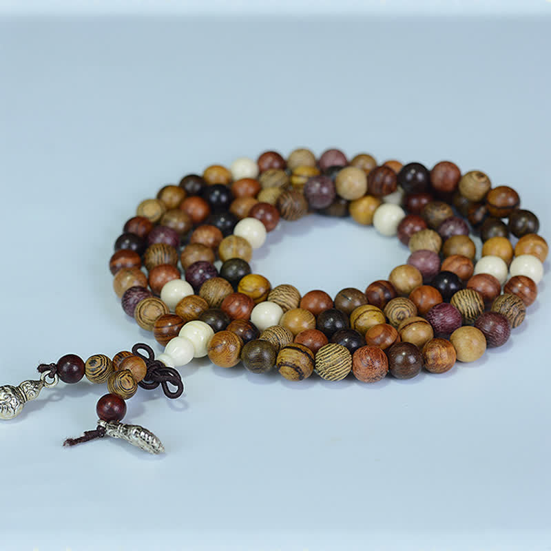 Buddha Stones 108 Beads Multi-Tone Natural Wood Calm Energy Mala - image 1