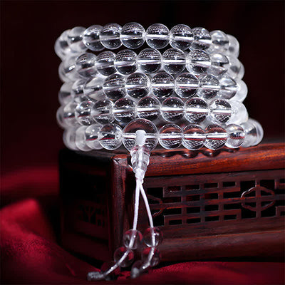 Buddha Stones 108 Clear Quartz Beads Protection Mala - image 1