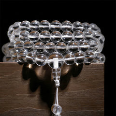 Buddha Stones 108 Clear Quartz Beads Protection Mala - 8mm Clear Quartz - image 0
