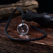 Foviel Natural Clear Quartz Peace Buckle Protection Rope Necklace