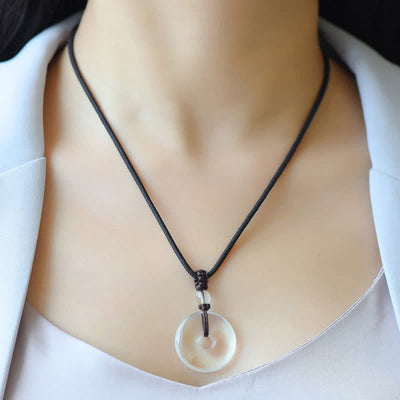 Buddha Stones Natural Clear Quartz Peace Buckle Protection Rope Necklace - image 4