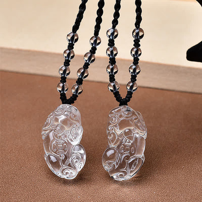 Buddha Stones Natural Clear Quartz Pixiu Clarity Beads Rope Necklace - image 8