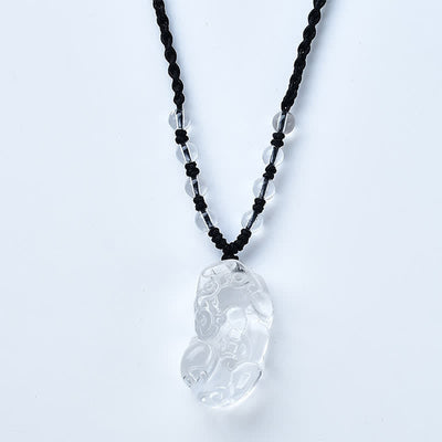 Buddha Stones Natural Clear Quartz Pixiu Clarity Beads Rope Necklace - image 4