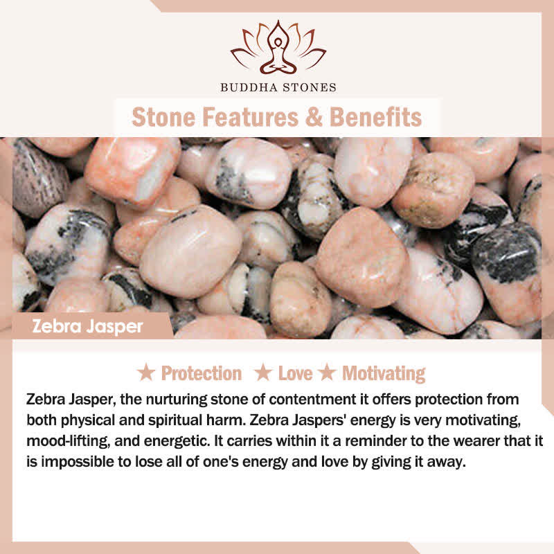Buddha Stones Zebra Jasper Lotus Triple Wrap Enlightenment Beaded Bracelet - image 7