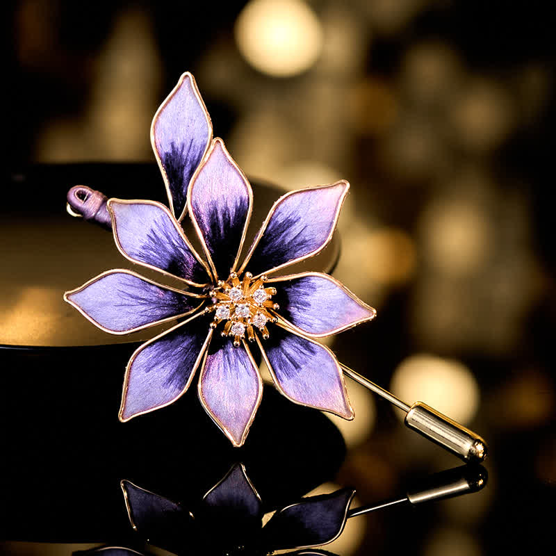 Buddha Stones Handcrafted Silk Art Velvet Flower Purple Flower Brooch - Purple Flower About 6*4cm - image 0