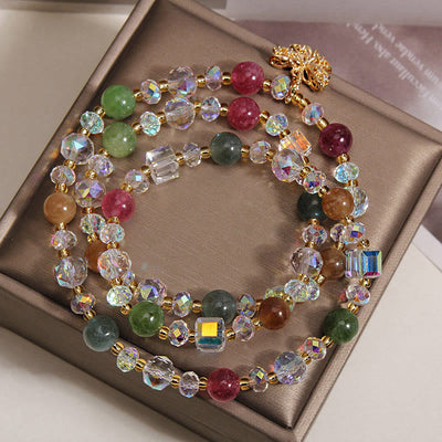 Buddha Stones Colorful Tourmaline Butterfly Wisdom Triple Wrap Bracelet - image 2