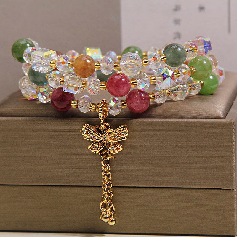 Buddha Stones Colorful Tourmaline Butterfly Wisdom Triple Wrap Bracelet - image 5