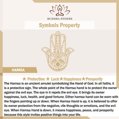 Buddha Stones Natural Black Obsidian Hamsa Palm Inlay Crystal Strength Necklace - image 2