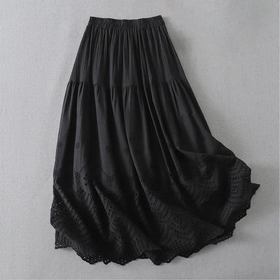 Buddha Stones Summer Boho Hollow Hem Design Solid Women's Skirts - image 16