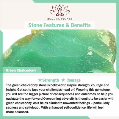 Buddha Stones Natural Green Chalcedony Pink Chalcedony Flower Courage Necklace - image 4