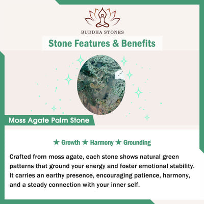 Buddha Stones Hope All Is Well With You Natural Moss Agate Palm Stone Growth Crystal Decor - image 6