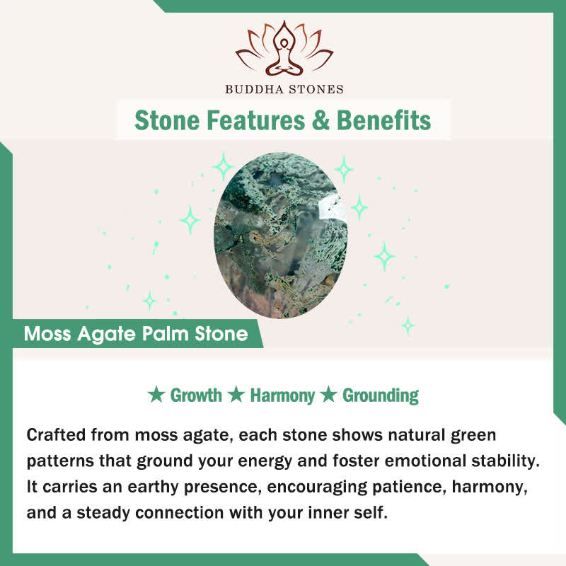 Buddha Stones Hope All Is Well With You Natural Moss Agate Palm Stone Growth Crystal Decor - image 6