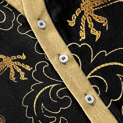 Buddha Stones Cotton Dragon Cloud Emblem Men's Short Sleeve Half Button Shirt - image 3