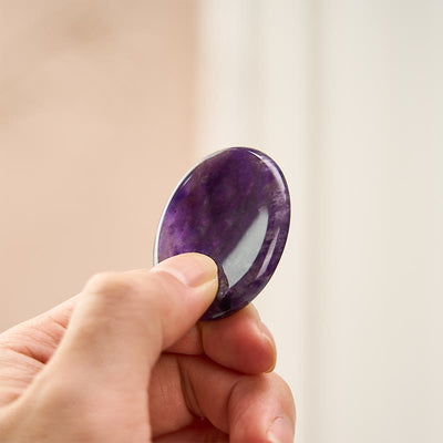 Buddha Stones Calm & Strength Natural Small Amethyst Worry Stone Balance Crystal Decor 3.5*4.5cm - Natural Amethyst(Color May Vary) 3.5*4.5cm - image 0