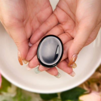 Buddha Stones Protection & Grounding Natural Small Black Obsidian Worry Stone Crystal Decor 3.5*4.5cm - image 2