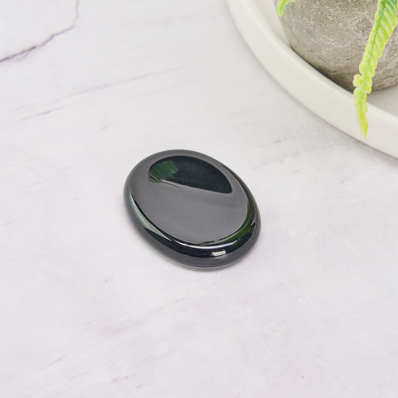 Buddha Stones Protection & Grounding Natural Small Black Obsidian Worry Stone Crystal Decor 3.5*4.5cm - image 3