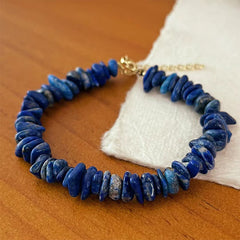 Buddha Stones Natural Irregular Design Lapis Lazuli Lazurite Positive Bracelet - Lapis Lazuli(Wrist Circumference 15–16cm) - image 0