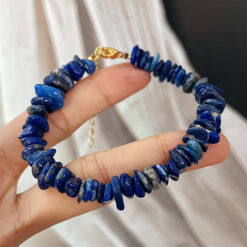 Buddha Stones Natural Irregular Design Lapis Lazuli Lazurite Positive Bracelet - image 3