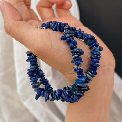 Buddha Stones Natural Irregular Design Lapis Lazuli Lazurite Positive Bracelet - image 8