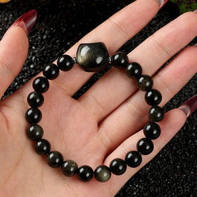 Buddha Stones Cute Cat Design Blue Lace Agate Clear Quartz  Beaded Bracelet - image 25