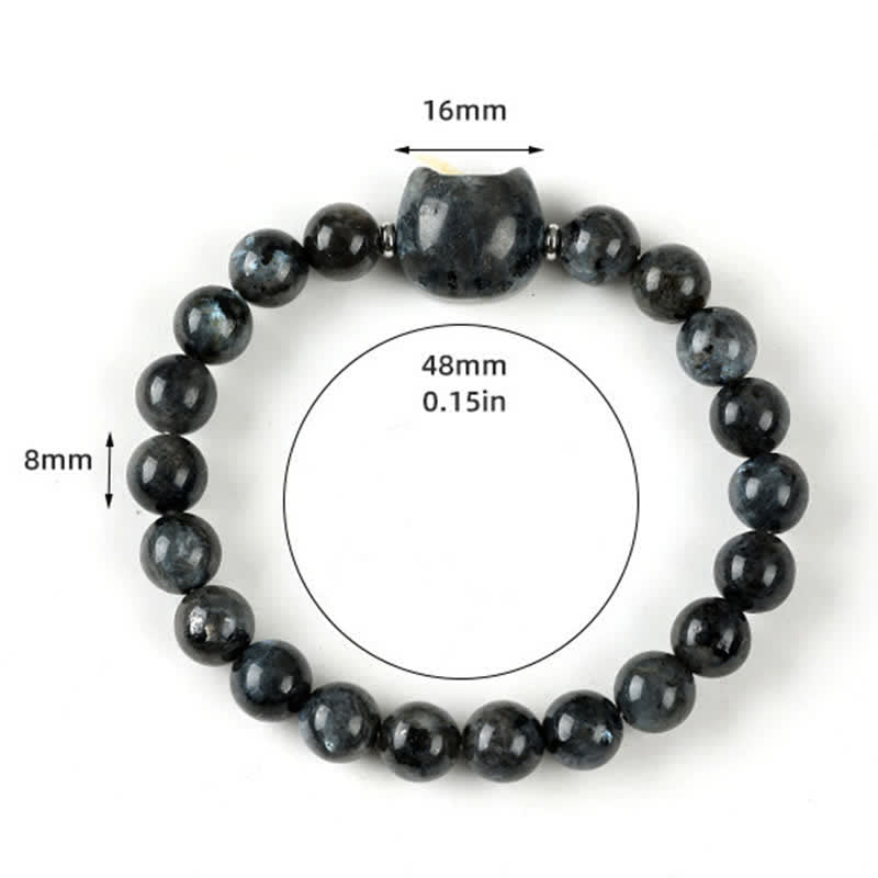 Buddha Stones Cute Cat Design Blue Lace Agate Clear Quartz  Beaded Bracelet - image 30