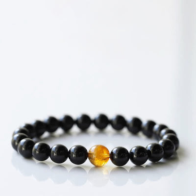 Buddha Stones Black Tourmaline Crystal Zodiac Animal Design Resilience Bracelet - Ox(Wrist Circumference 15–16cm) - image 6