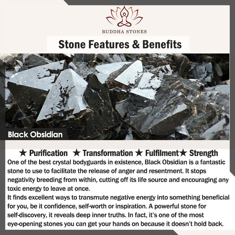 Buddha Stones Black Obsidian Bagua Protection Hand Beaded Bracelet - image 5