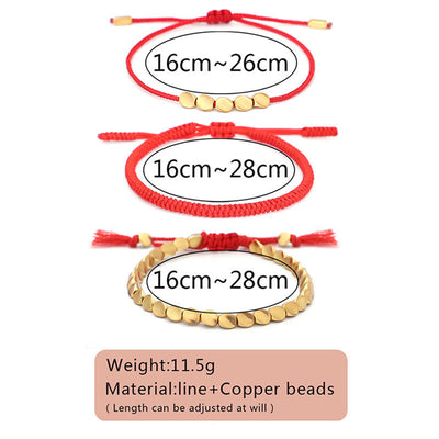 FREE Today: Luck and Strength 3Pcs Golden Copper Beads Red String Bracelet - image 4