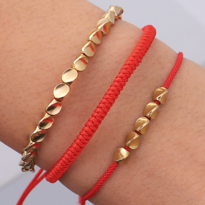 FREE Today: Luck and Strength 3Pcs Golden Copper Beads Red String Bracelet - image 9