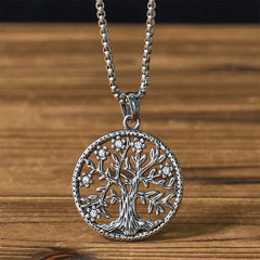 Buddha Stones The Tree Of Life Titanium Steel Creation Necklace Pendant - Silvery The Tree of Life - image 0
