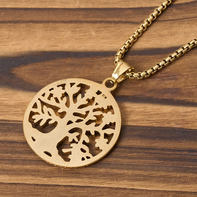 Buddha Stones The Tree Of Life Titanium Steel Creation Necklace Pendant - image 12