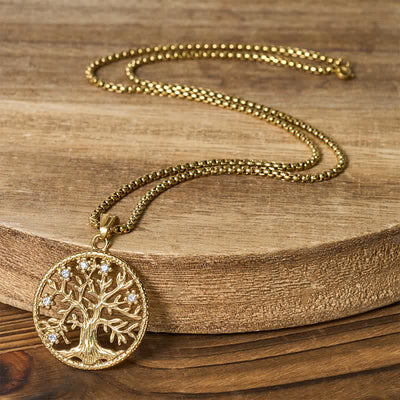 Buddha Stones The Tree Of Life Titanium Steel Creation Necklace Pendant - image 9