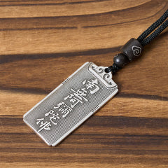 Buddha Stones Copper Plated With Silver Namo Amitabha Rope Luck Necklace Pendant - Namo Amitabha - image 0