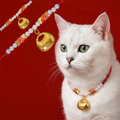 Buddha Stones Red String Plaited Koi Fish Fu Character Fortune Adjustable Cats Dogs Pet Collar - Red String - 15-25cm - image 0