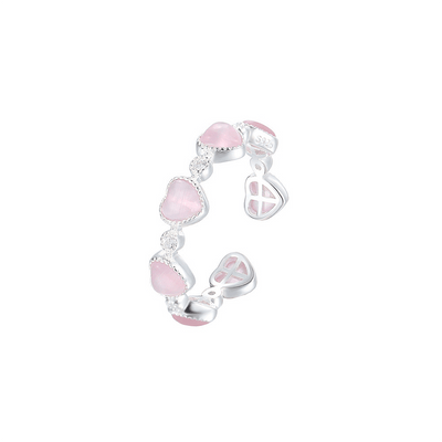 Buddha Stones 925 Sterling Silver Pink Cat's Eye Heart Design Adjustable Love Ring - image 11