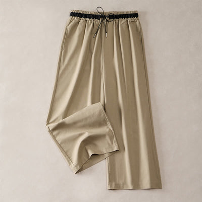 Buddha Stones Commute Drawstring Cotton Cropped Women's Wide Leg Pants With Pockets - DarkKhaki - US12，UK/AU16，EU44 (3XL) - image 5