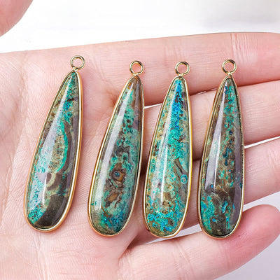 Buddha Stones Natural Stone Sea Sediment Jasper Agate Teardrop Shape Protection Necklace Pendant - image 10